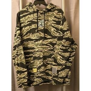 Mens Freedom Industries Hoodie XL Tiger Camo Military Fleece Lined Sweatshirt